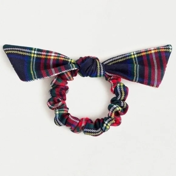 NWT  J. Crew Tartan Plaid Hair Tie BOW Scrunchie - Picture 1 of 3